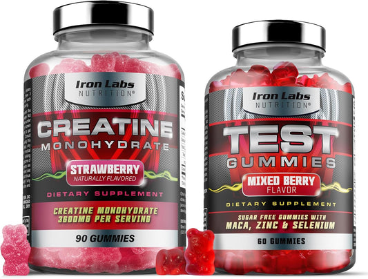 Iron Labs Nutrition Muscle Gummy Bundle - Enhanced Performance Bundle for Men - Creatine & Testosterone Gummies