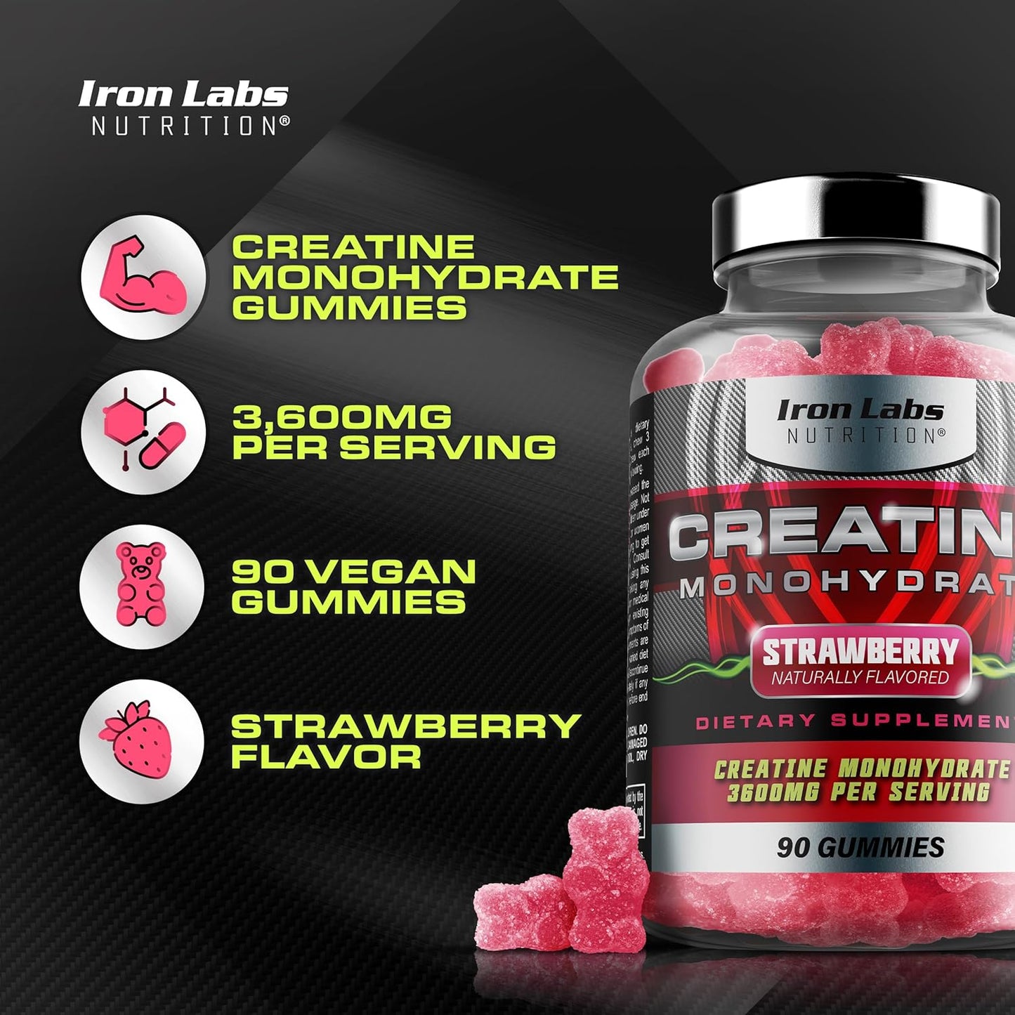Iron Labs Nutrition Muscle Gummy Bundle - Enhanced Performance Bundle for Men - Creatine & Testosterone Gummies
