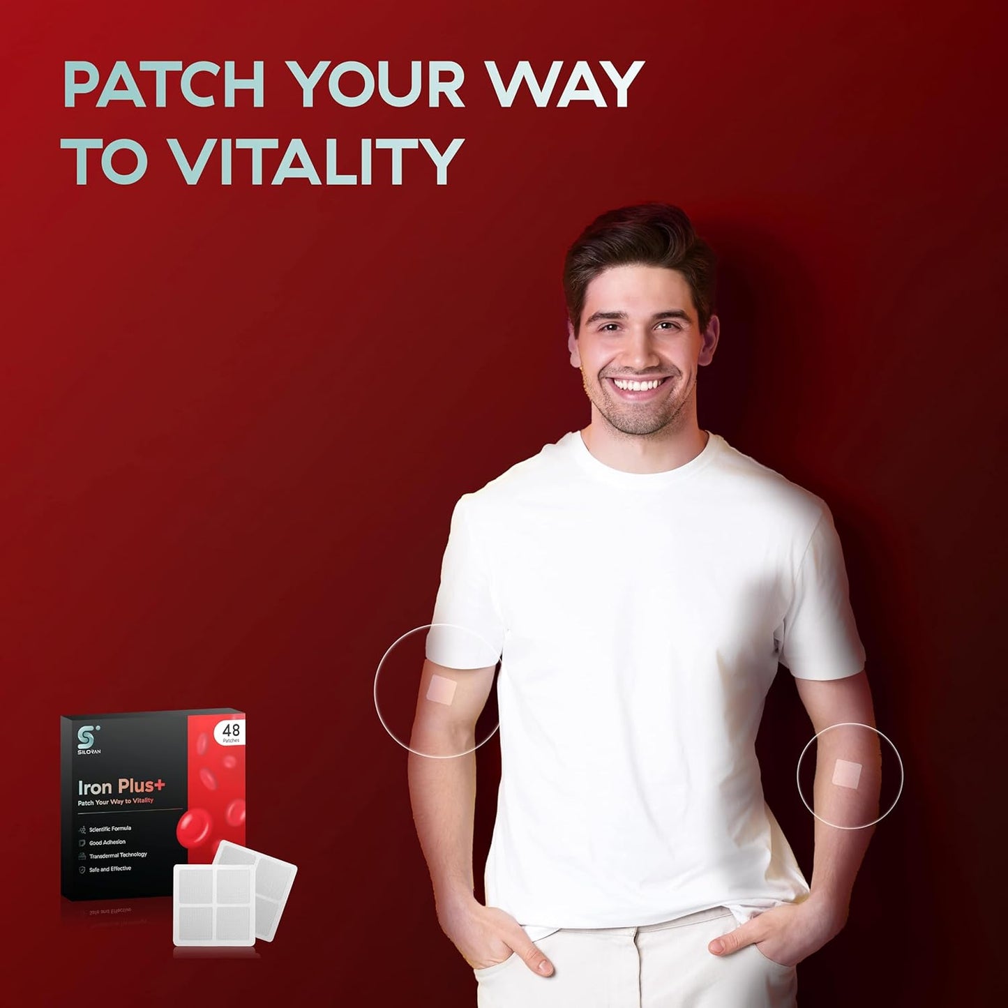 Iron Plus Patch for Women and Men - SILORAN Iron Patches (48 Days Supply)