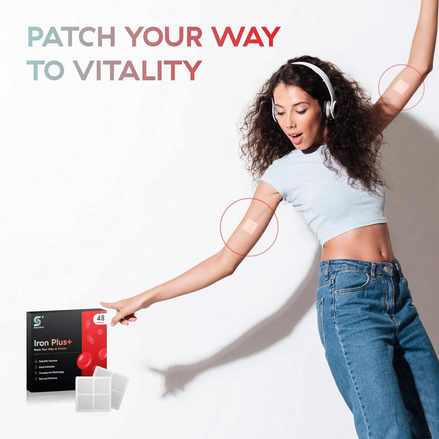 Iron Plus Patch for Women and Men - SILORAN Iron Patches (48 Days Supply)