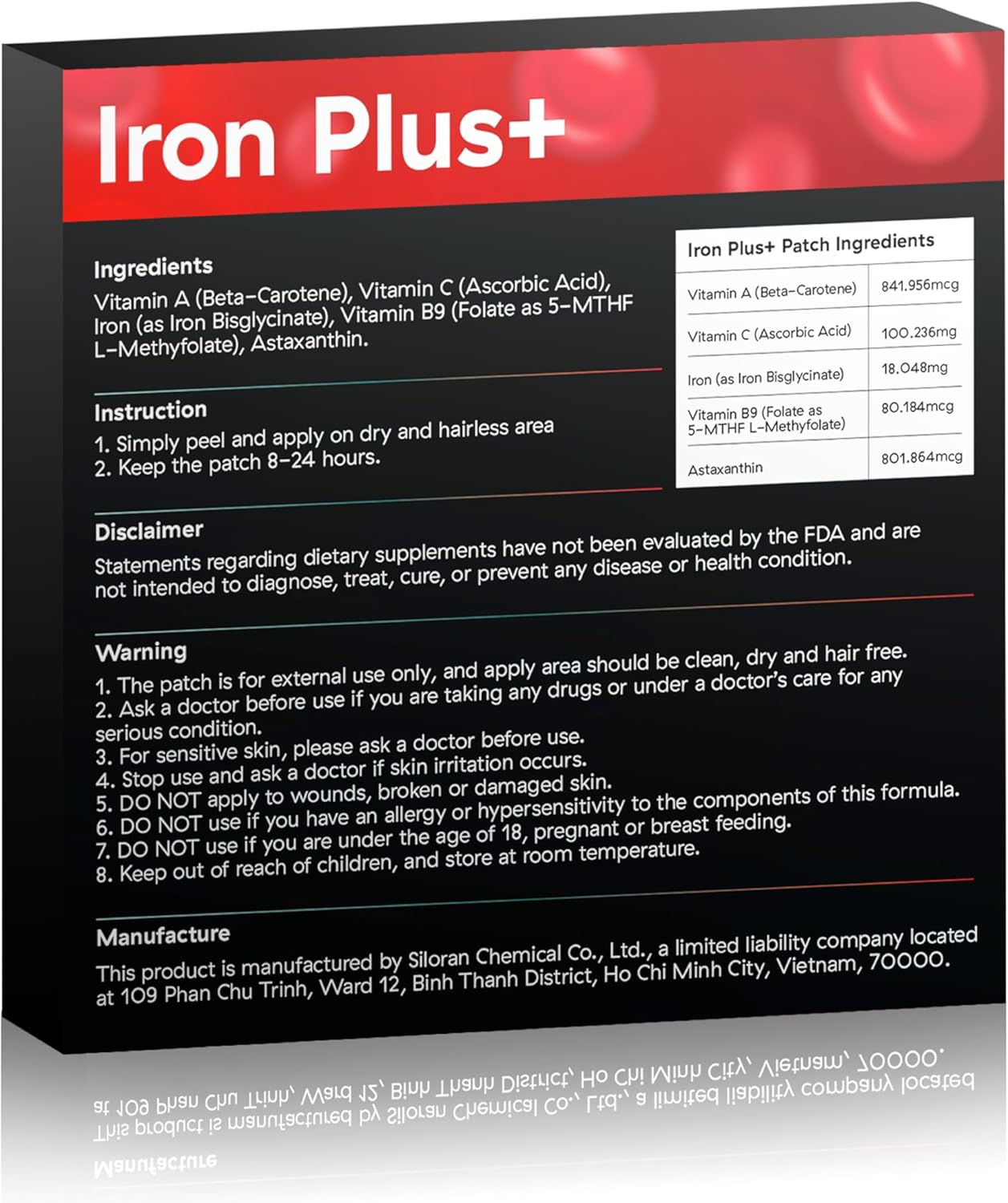 Iron Plus Patch for Women and Men - SILORAN Iron Patches (48 Days Supply)