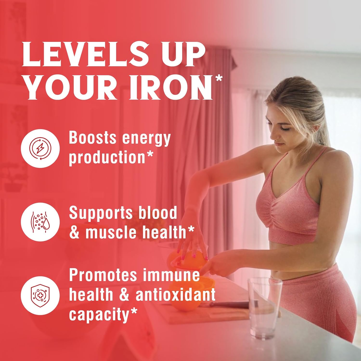 Iron Supplement for Women & Men with Vitamin C, B6, B12, Folate - 65mg Carbonyl Iron - Stomach Friendly - 90 Capsules & Tablets