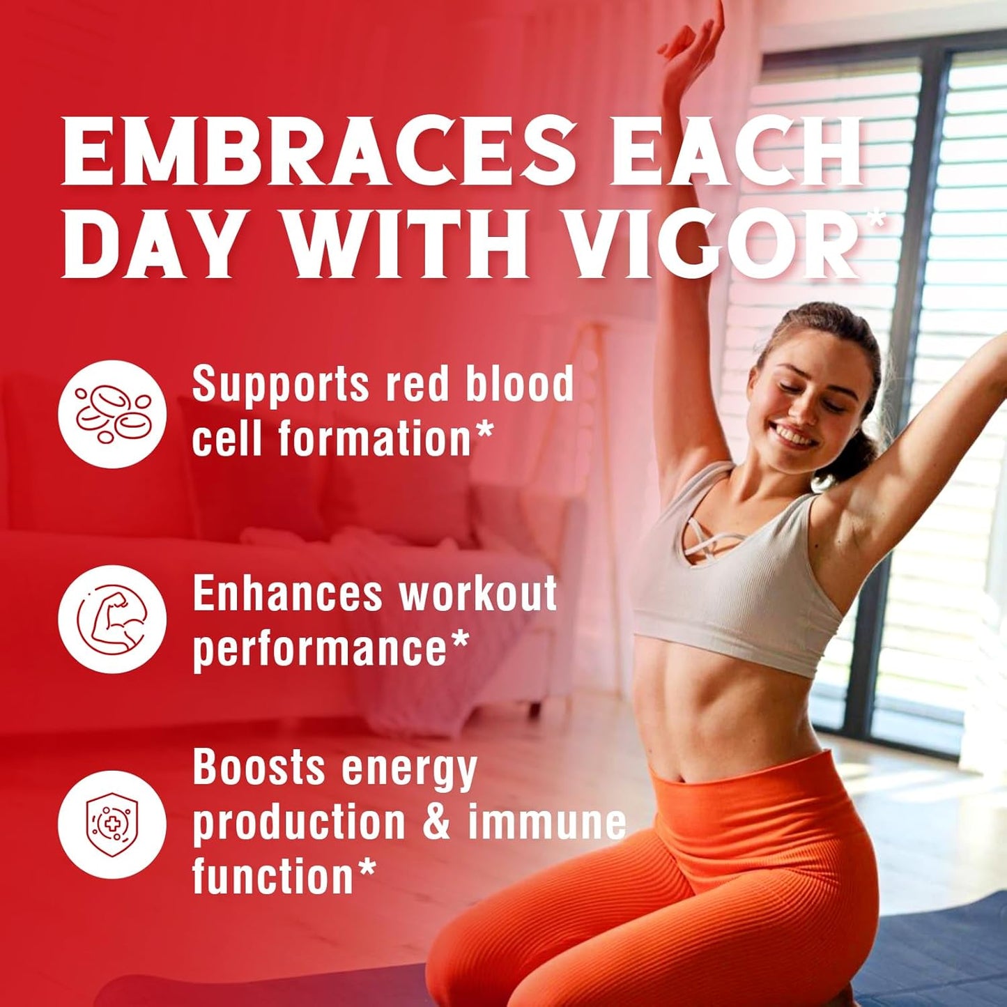 Iron Supplement with Vitamins C, B6, B12 & Folate for Men & Women - Energy & Blood Support - Non-GMO, Vegan - 60 Capsules - BoostGo Australia