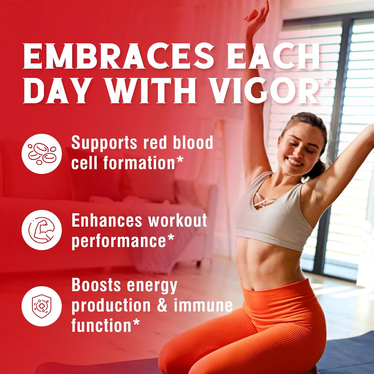 Iron Supplement with Vitamins C, B6, B12 & Folate for Men & Women - Energy & Blood Support - Non-GMO, Vegan - 60 Capsules - BoostGo Australia