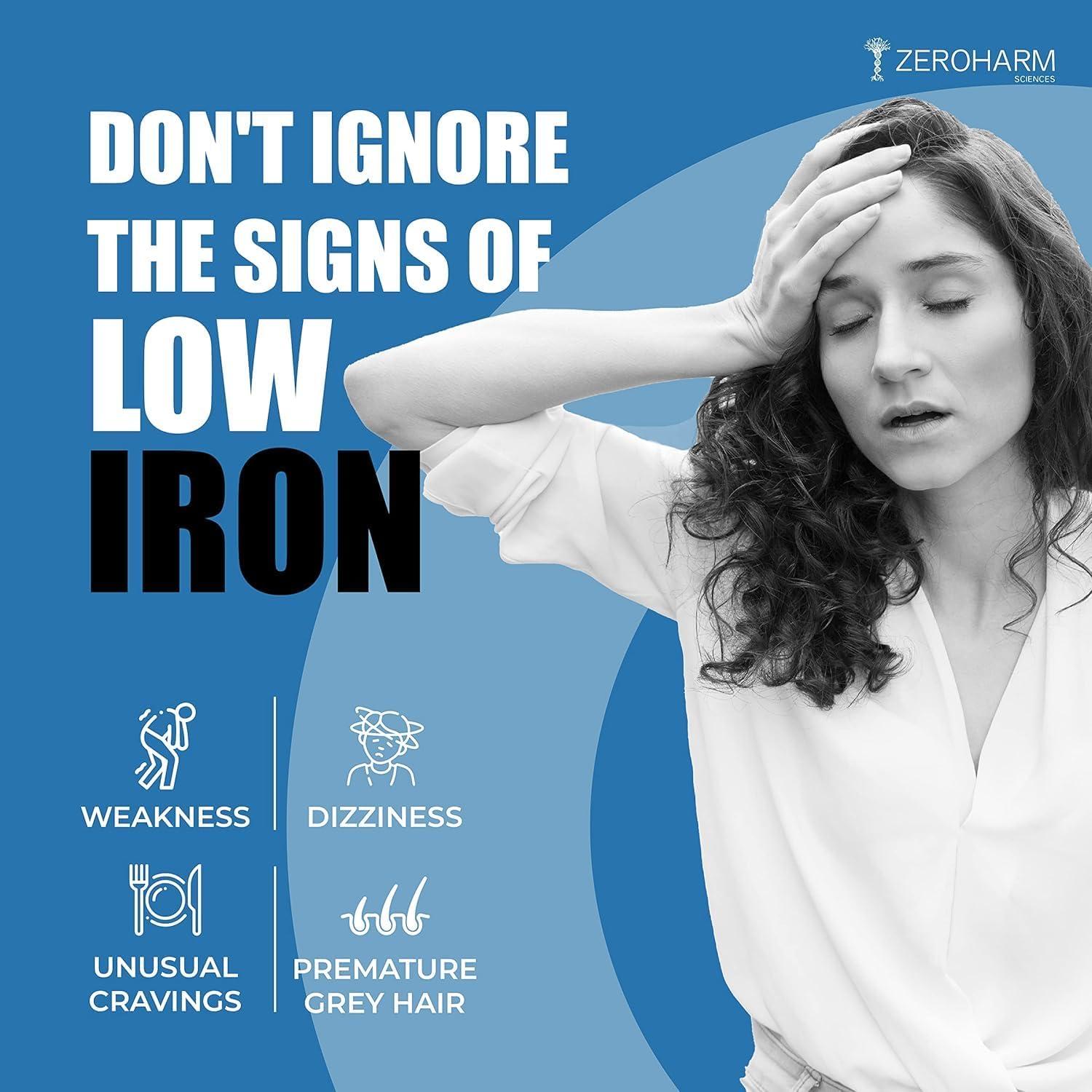 Iron Supplement with Zinc and Folic Acid - 60 Tablets for Overall Health