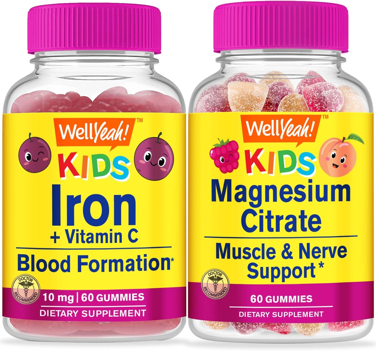 Iron, Vitamin C, and Magnesium Citrate Gummies Bundle for Kids - Delicious and Nutritious Chewable Vitamins, Gluten and GMO-Free