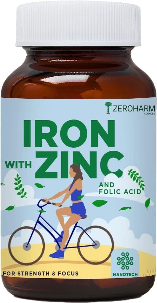 Iron, Zinc, and Folic Acid Tablets - 60 Count Bottle for Daily Nutritional Support