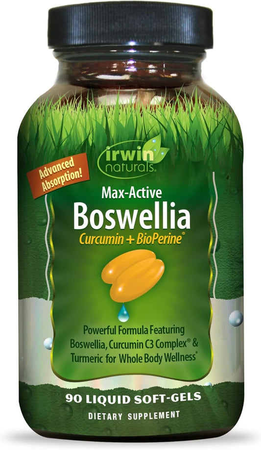 Irwin Naturals Boswellia Curcumin with BioPerine - 90 Liquid Soft-Gels - Supports Whole-Body Health - 45 Servings