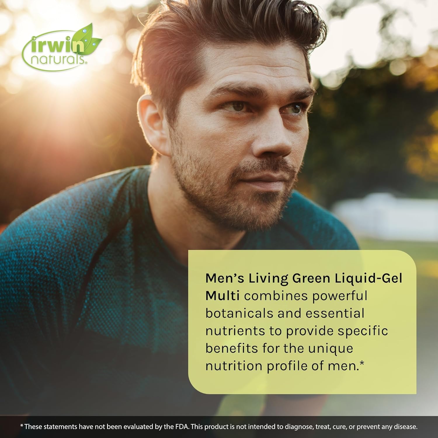 Irwin Naturals Men's Living Green Liquid-Gel Multi - 70 Essential Nutrients, Full-Spectrum Vitamins, Wholefood Blend - Adrenal & Brain Support - 90 Softgels