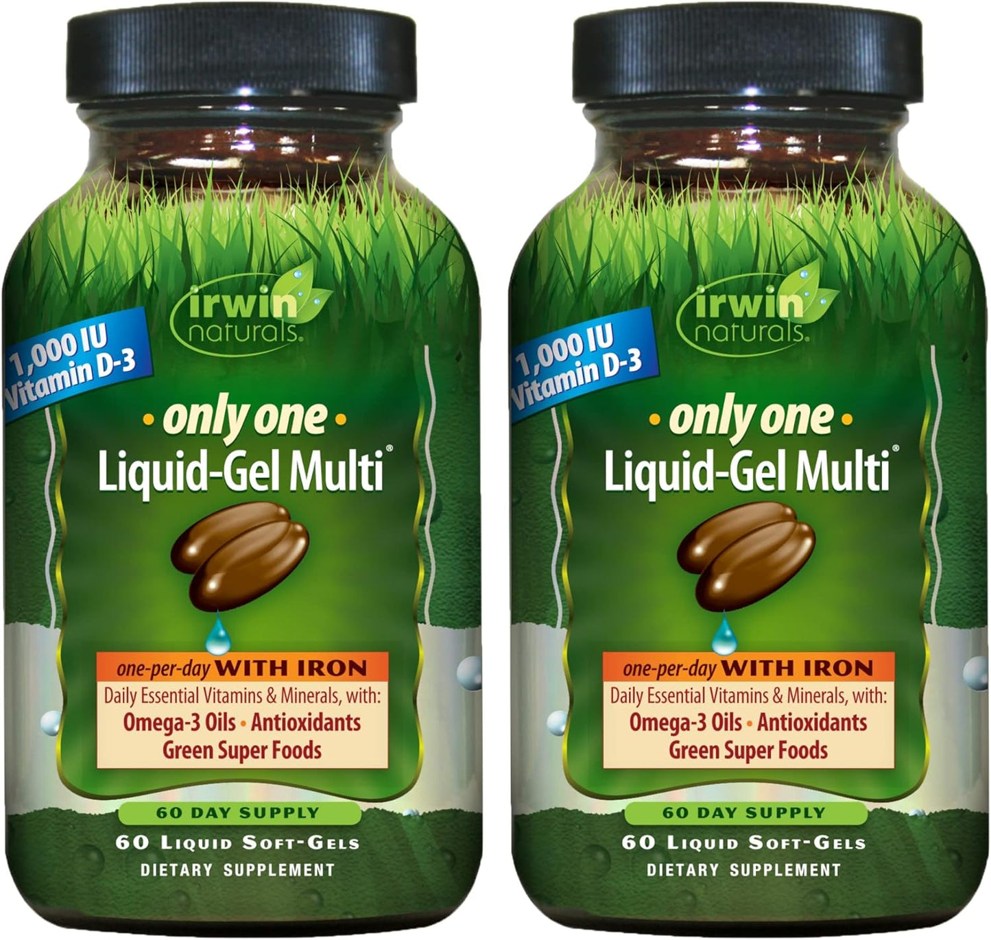 Irwin Naturals Only One Liquid-Gel Multi with Iron - 120 Liquid Soft-Gels - Omega-3 Oils, Antioxidants & Green Super Foods