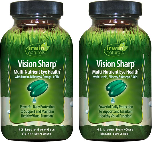 Irwin Naturals Vision Sharp Eye Health Supplement - 84 Liquid Soft-Gels with Lutein, Bilberry & Omega-3s