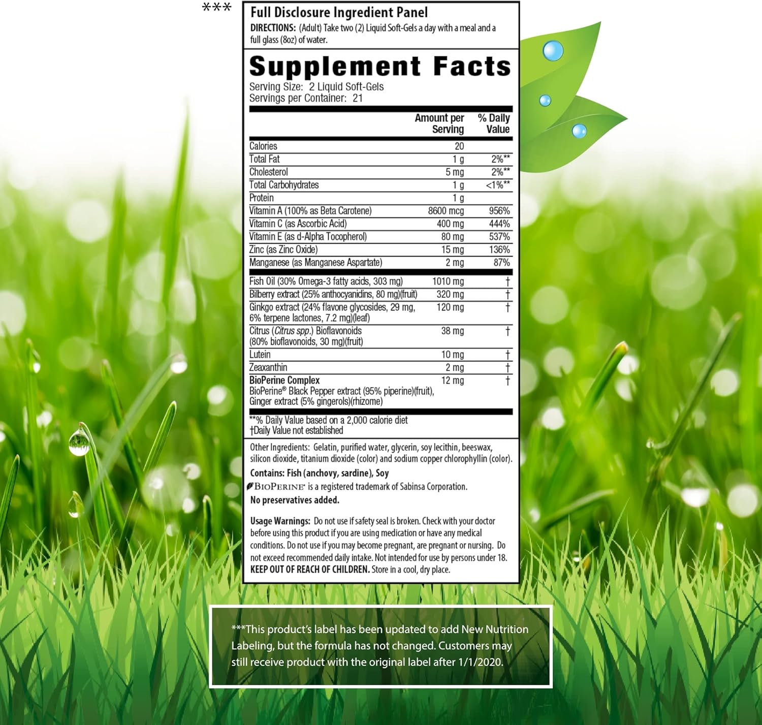 Irwin Naturals Vision Sharp Eye Health Supplement - 84 Liquid Soft-Gels with Lutein, Bilberry & Omega-3s