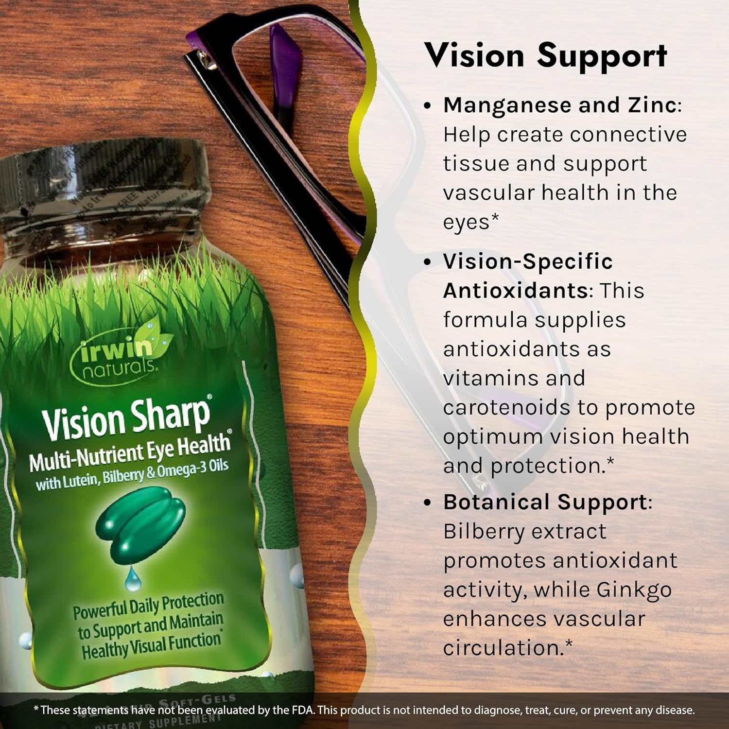 Irwin Naturals Vision Sharp Eye Health Supplement - 84 Liquid Soft-Gels with Lutein, Bilberry & Omega-3s