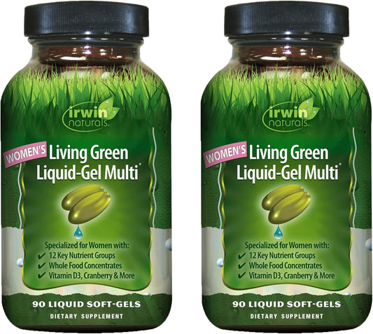 Irwin Naturals Women's Living Green Liquid-Gel Multi - 240 Liquid Soft-Gels, 70 Essential Nutrients, Vitamins & Minerals