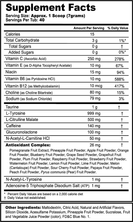 Isaac's Tears Energy Drink Powder: Pre Workout Mix for Gaming, Sugar Free Focus Amino with Vitamins & Antioxidants - White Grape & Pineapple Flavor, 9.8oz (40 Servings)