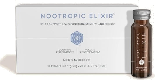 Isagenix Nootropic Elixir - Liquid Brain Health & Focus Supplement with Green Tea Extract - 1.69 Oz Bottles (10 Count)
