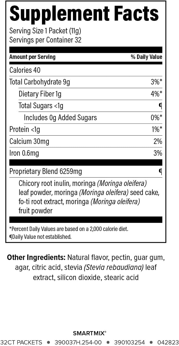 Isagenix SmartMix - Moringa Prebiotic Powder Packs - 32 Servings - Light Tropical Flavor