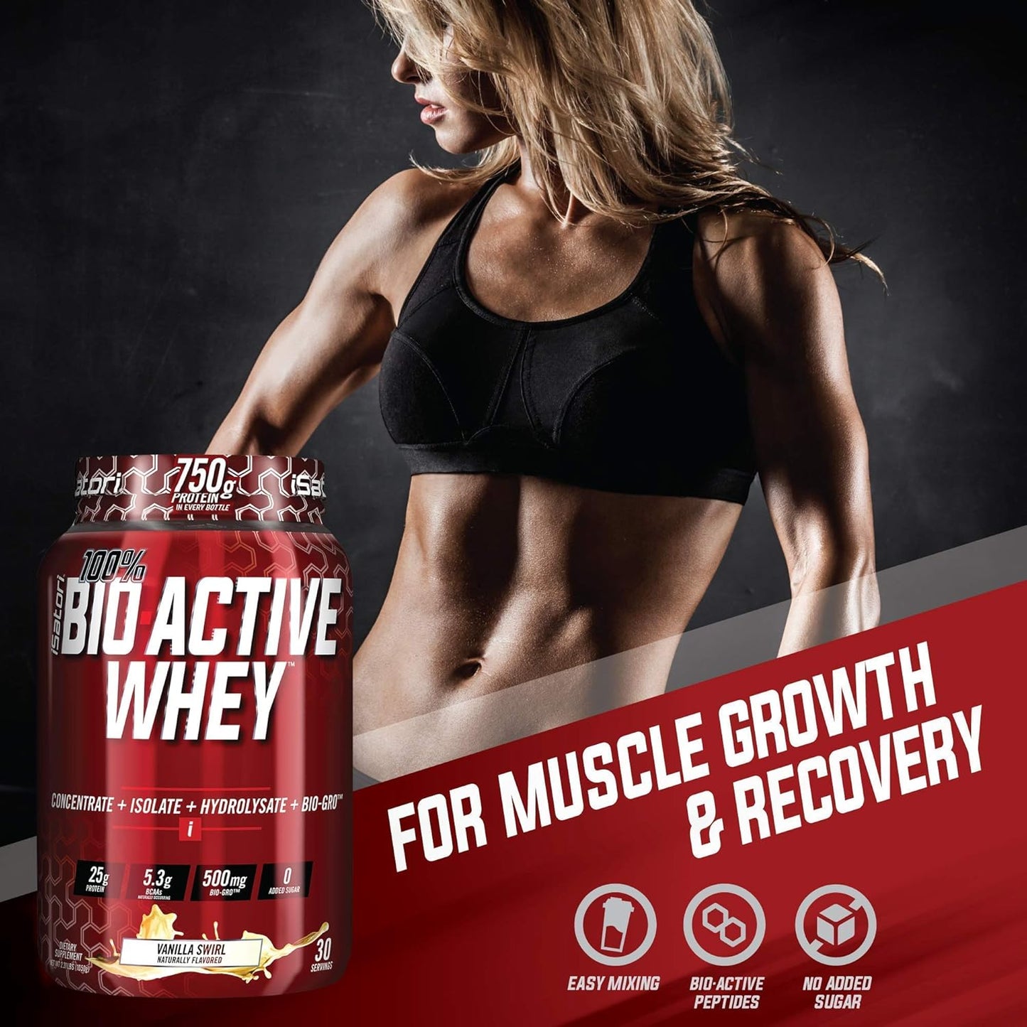 iSatori Bio-GRO and Bio-Active Whey Protein Powder Bundle - Vanilla Ice Cream and Vanilla Swirl - 90 Servings