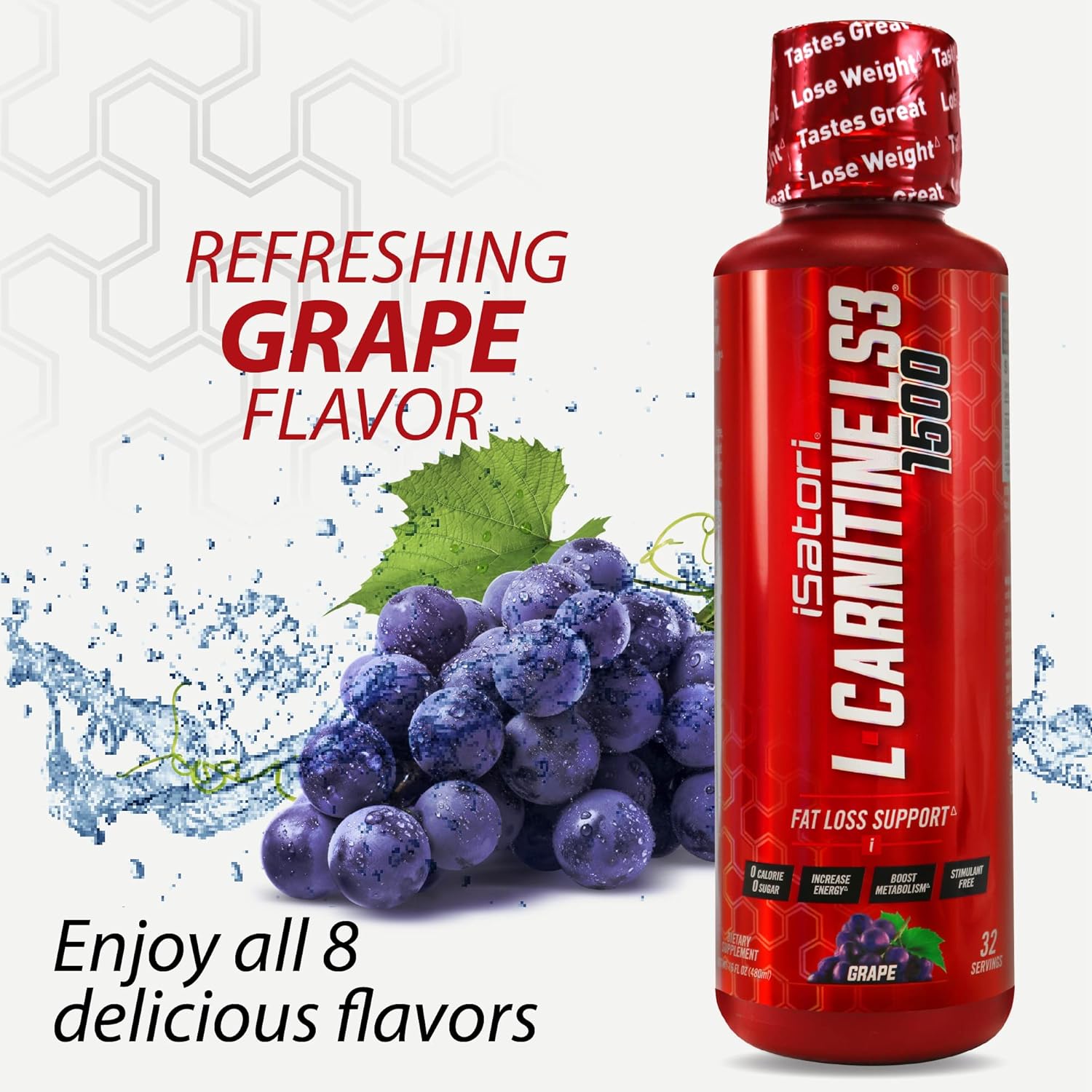 iSatori L-Carnitine LS3 Grape 1500mg Liquid with Ultra CLA Softgels - 32 Servings, Acetyl L-Carnitine, Omega 3 6 9 Safflower Oil