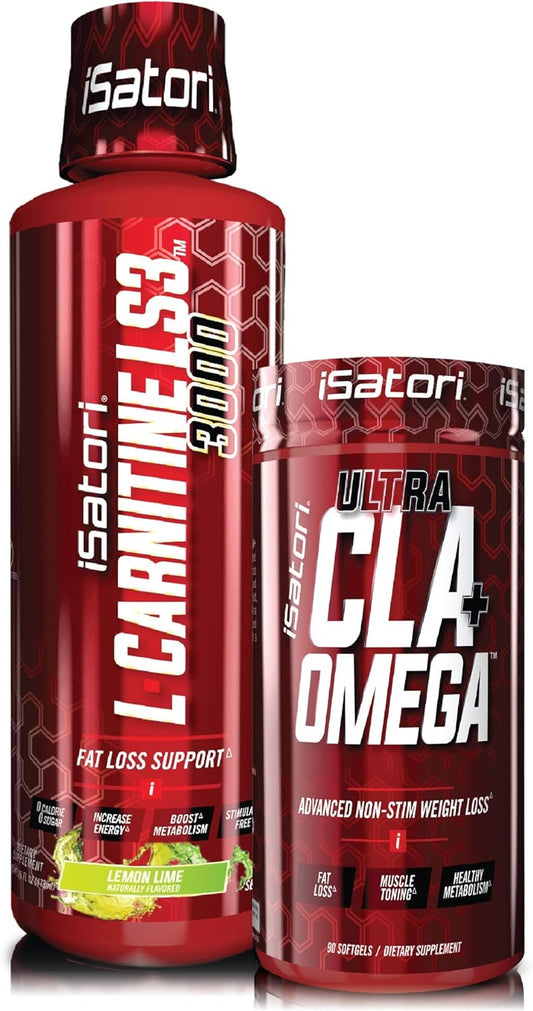 iSatori L-Carnitine LS3 Lemon Lime 3000mg + Ultra CLA Softgels Bundle for Weight Loss & Energy Boost