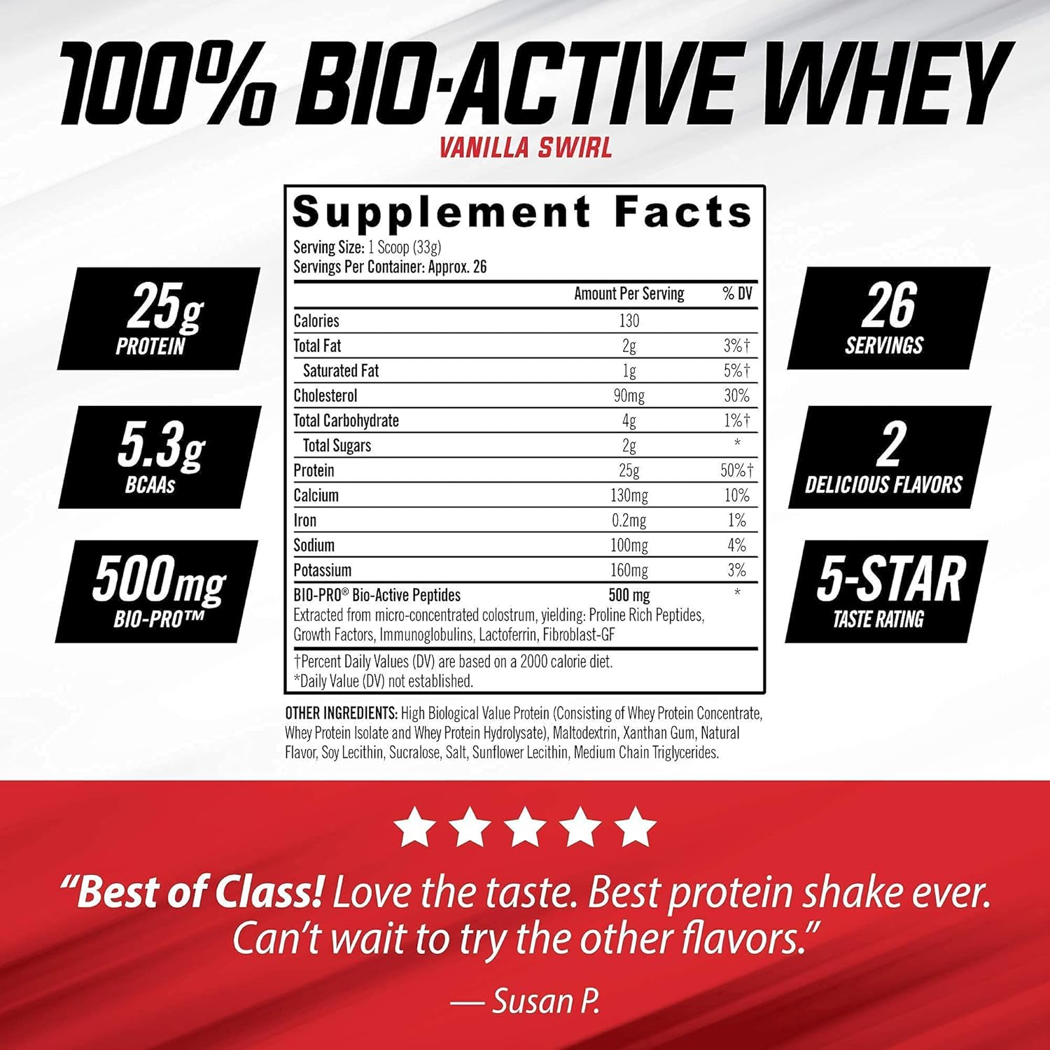 iSatori Vanilla Swirl Whey Protein Powder with Blender Bottle - 30 Servings