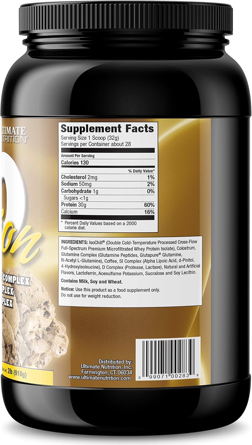 ISO Sensation 93 Whey Protein Isolate Powder with Colostrum & Glutamine Complex - Cafe Brazil Flavor, 2lbs - Boost Recovery & Immunity