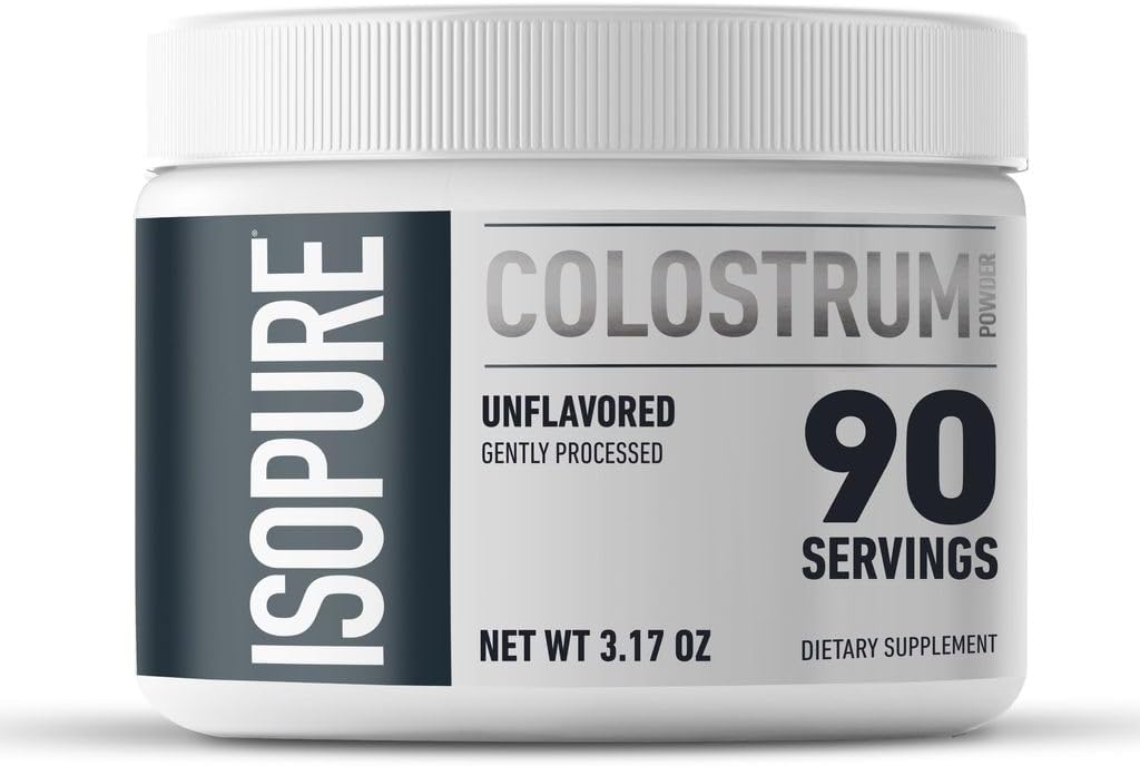 Isopure Bundle: Bovine Colostrum Powder & Unflavored Whey Isolate Protein - 90 Servings & 25g Protein - Zero Carb - 1lb Pack