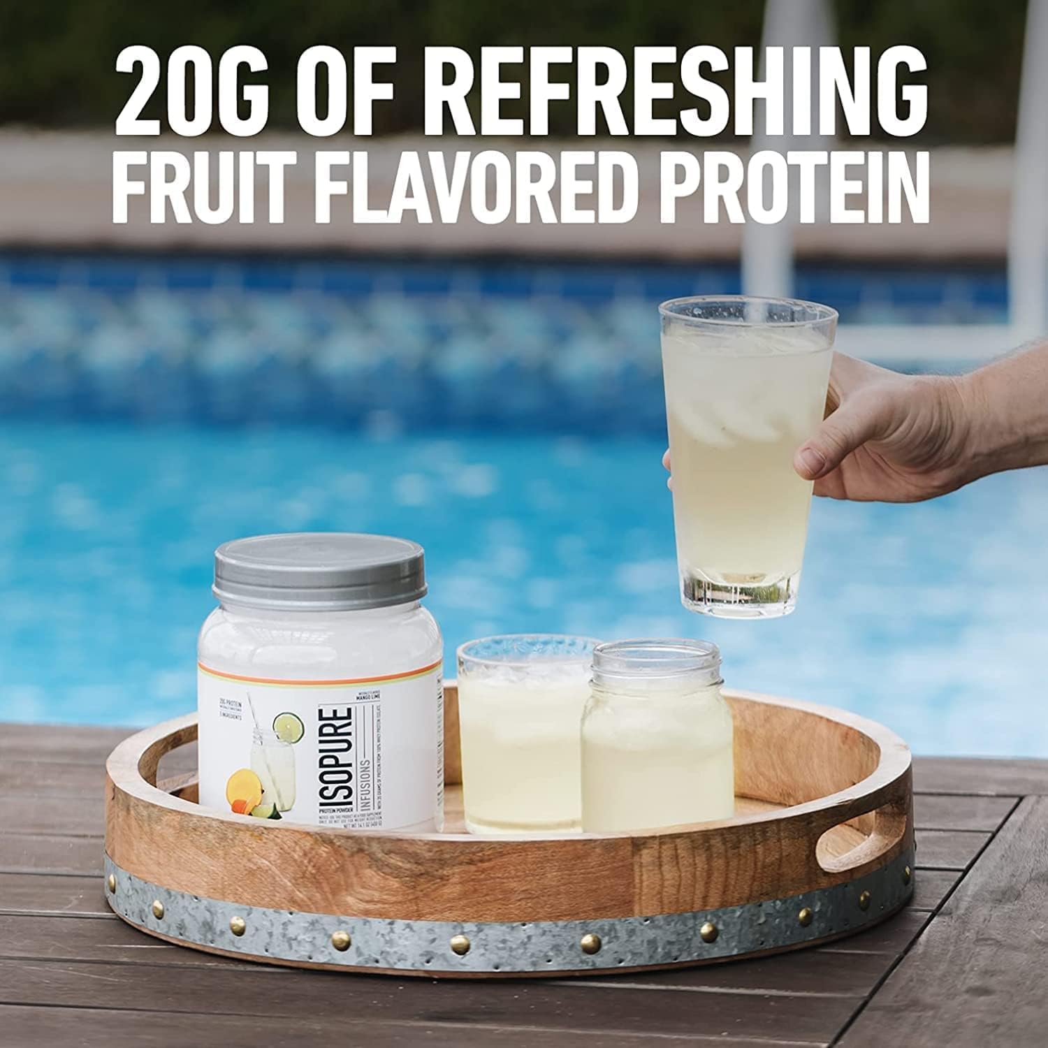 Isopure Clear Whey Isolate Protein Powder Infusions - Citrus Lemonade Flavor - 1.9 Lb, 36 Servings, 20g Protein - Lactose & Gluten Free
