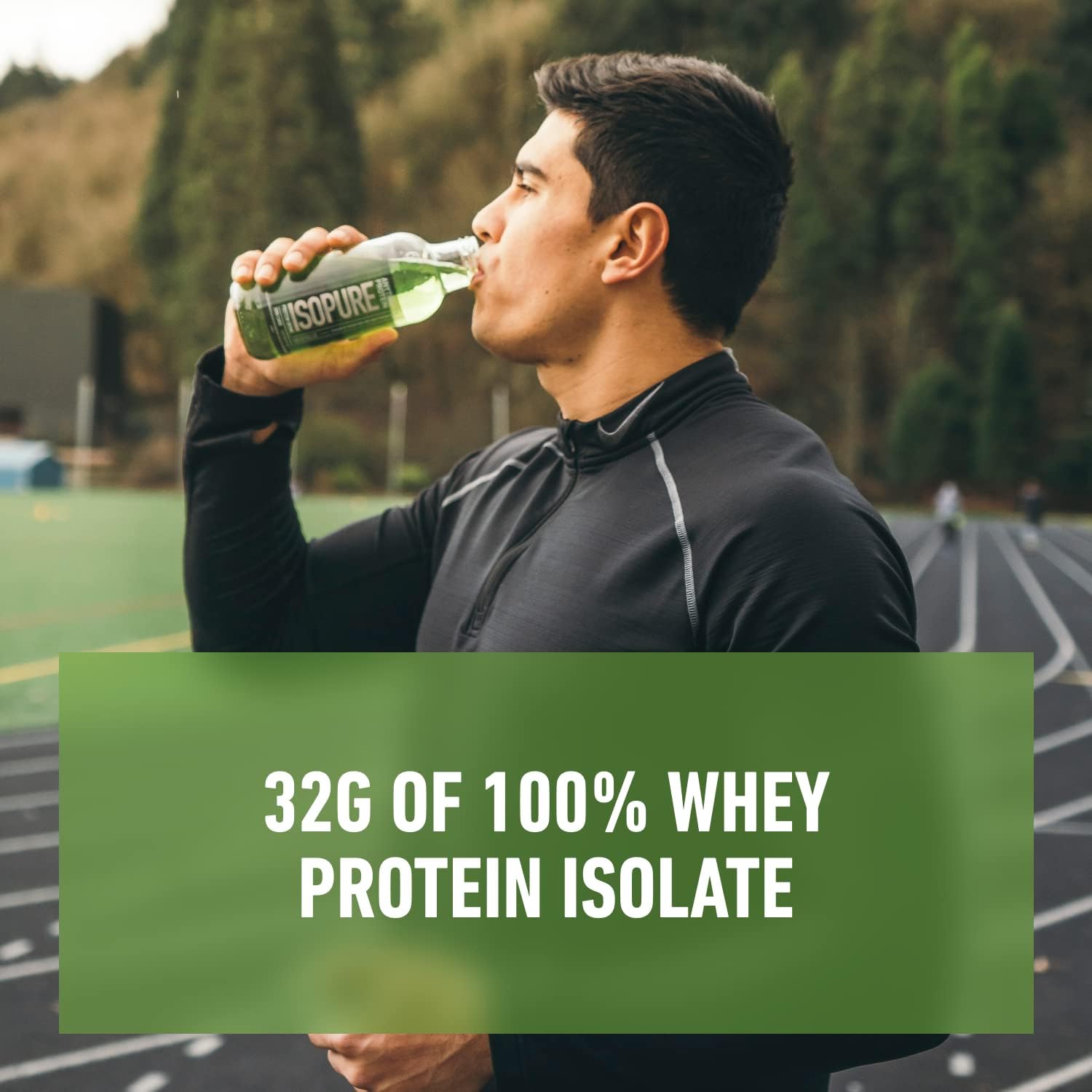 Isopure Zero Carb Whey Protein Isolate Drink, Apple Melon Flavor, 32g Protein, 16 Fl Oz (12 Bottles)