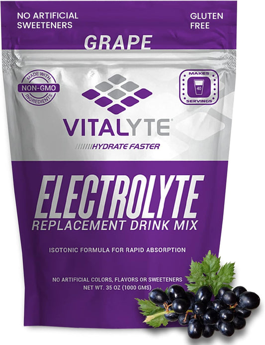 Isotonic Electrolyte Hydration Mix Powder Drink, Gluten-Free Post Workout - Pack of 2, 35 oz Each - Grape Flavor
