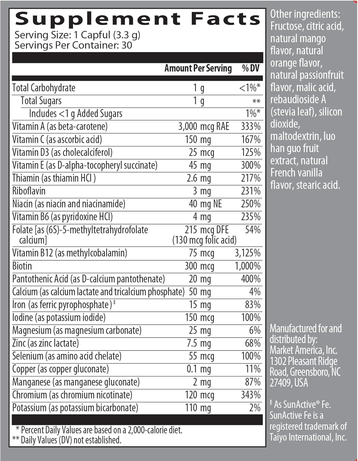 Isotonix Multivitamin with Iron - Supports Immune System, Mental Clarity, Bone Health & Energy - Ideal for Men, Women - Gluten-Free, Non-GMO - 30 Servings - Enhanced Health and Wellness Formula