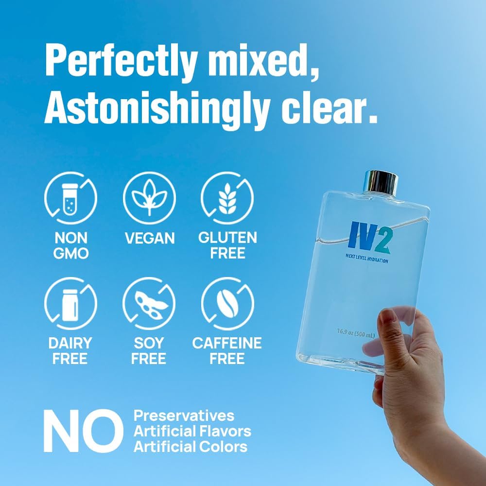 IV2 Premium Hydration Powder - Sugar-Free Electrolyte Mix with Amino Acids and Vitamins for Vegan & Gluten-Free Diets (40 Servings)