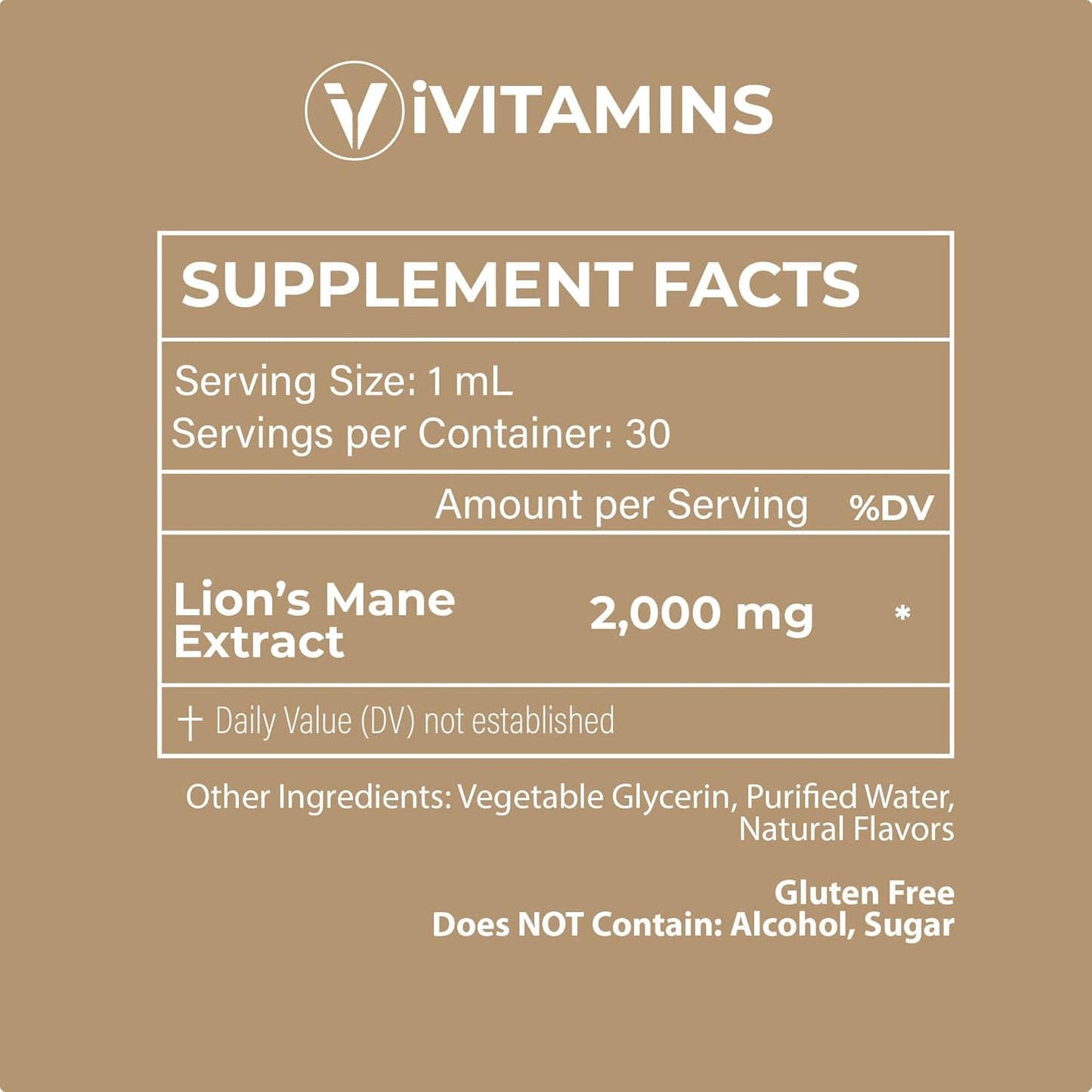 iVitamins Lions Mane Liquid Supplement for Memory, Focus & Clarity - Lion’s Mane Tincture - Nootropic Brain Support - 2 Pack