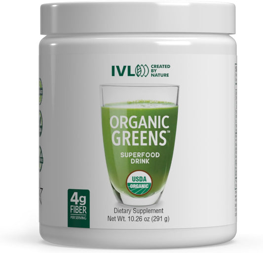 IVL Organic Greens Superfood Drink - Antioxidant and Micronutrient Rich - Supports Immune System and Digestive Health - Great Taste - 30 Servings