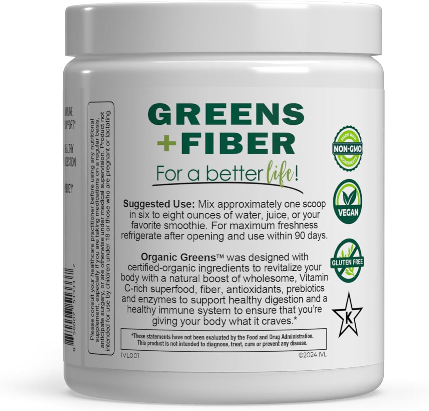 IVL Organic Greens Superfood Drink - Antioxidant and Micronutrient Rich - Supports Immune System and Digestive Health - Great Taste - 30 Servings