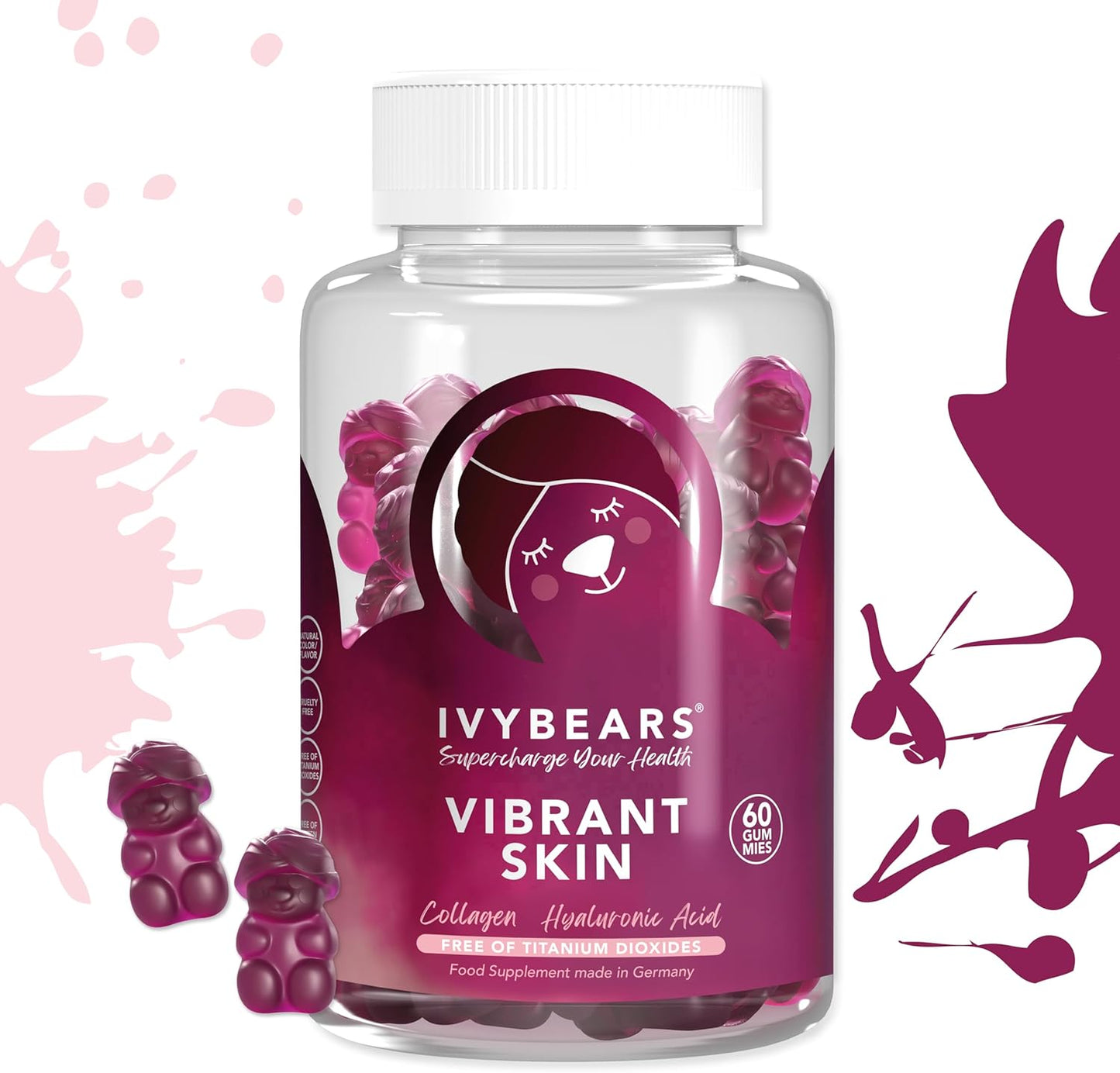 IvyBears Women’s Hair and Skin Gummies - 60 Count, Beauty Vitamins for Vibrant Hair and Skin
