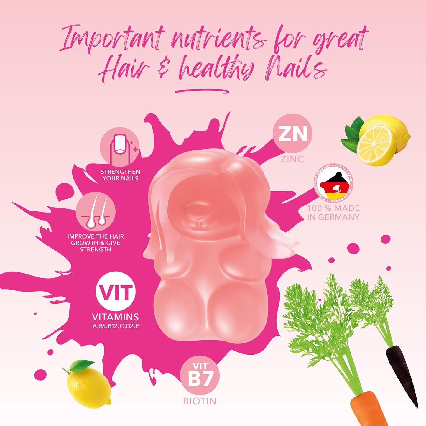 IvyBears Women’s Hair and Skin Gummies - 60 Count, Beauty Vitamins for Vibrant Hair and Skin