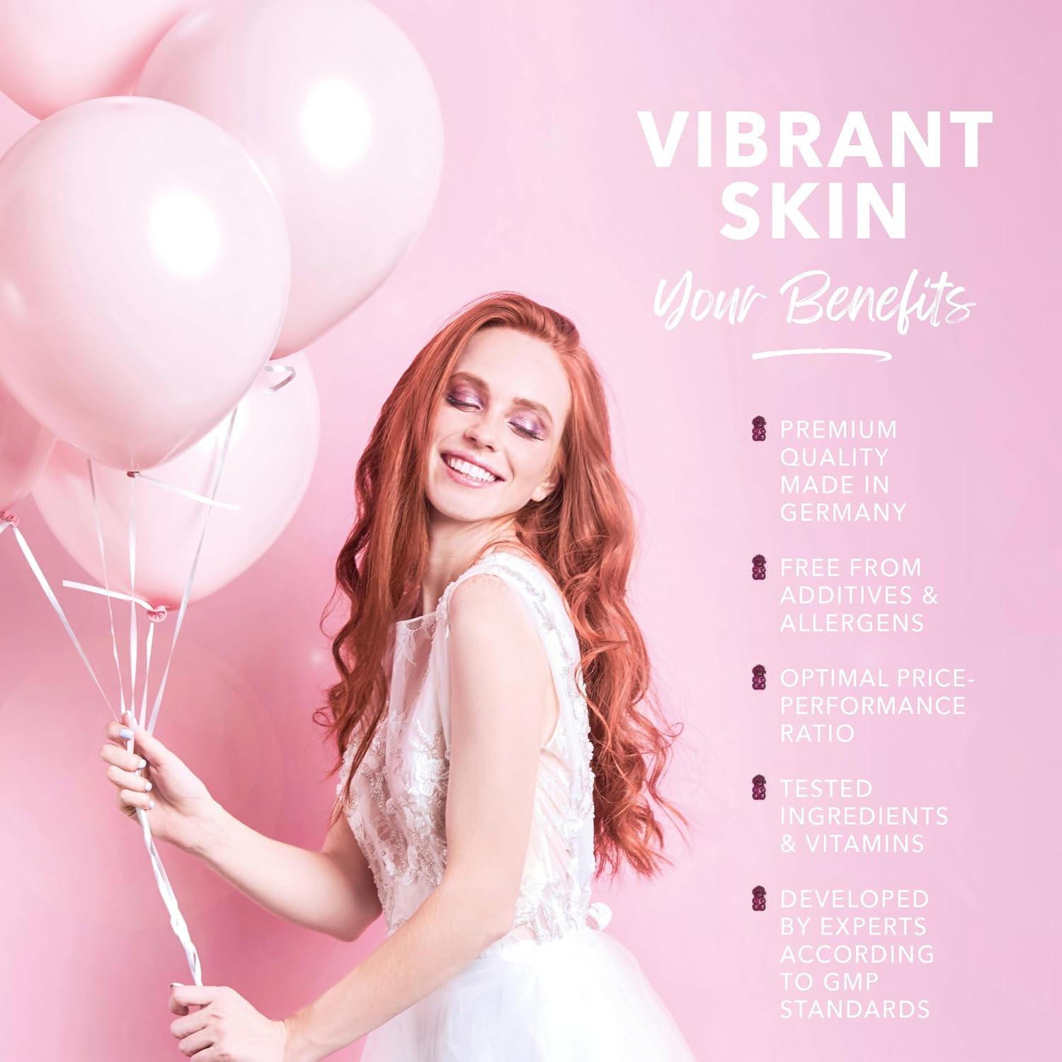 IvyBears Women’s Hair and Skin Gummies - 60 Count, Beauty Vitamins for Vibrant Hair and Skin