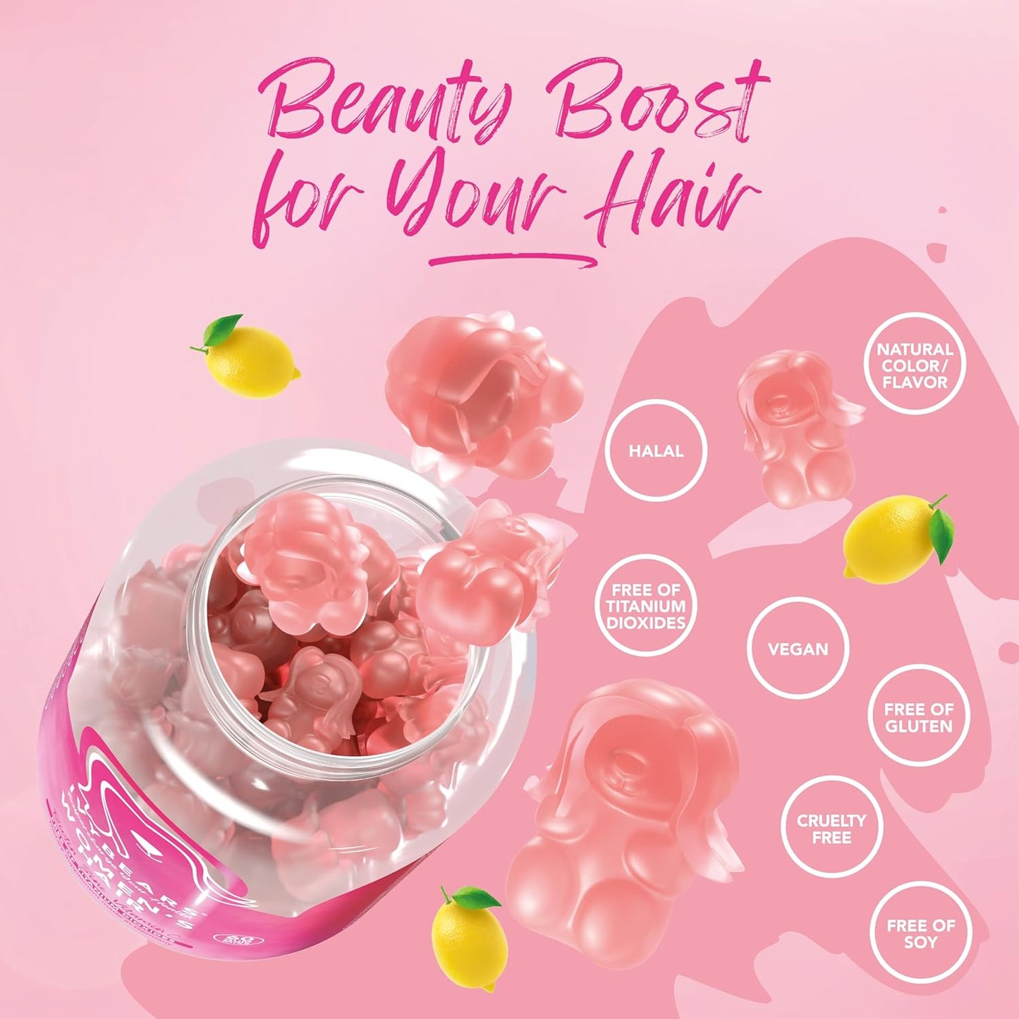IvyBears Women’s Hair and Skin Gummies - 60 Count, Beauty Vitamins for Vibrant Hair and Skin