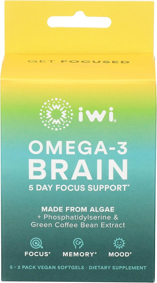 iWi Omega 3 Brain Support Supplement for 5 Days, 10 Count Pack