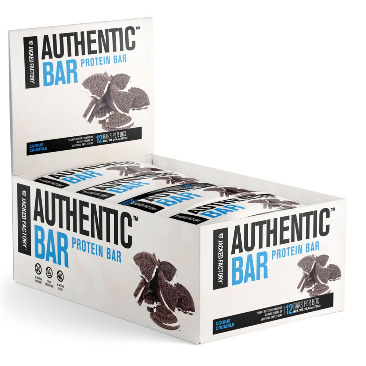 Jacked Factory Cookie Crumble Protein Bars - Delicious Meal Replacement Bars with 15g Whey Protein, Natural Honey, and Peanut Butter - 12 Pack - BoostGo Australia