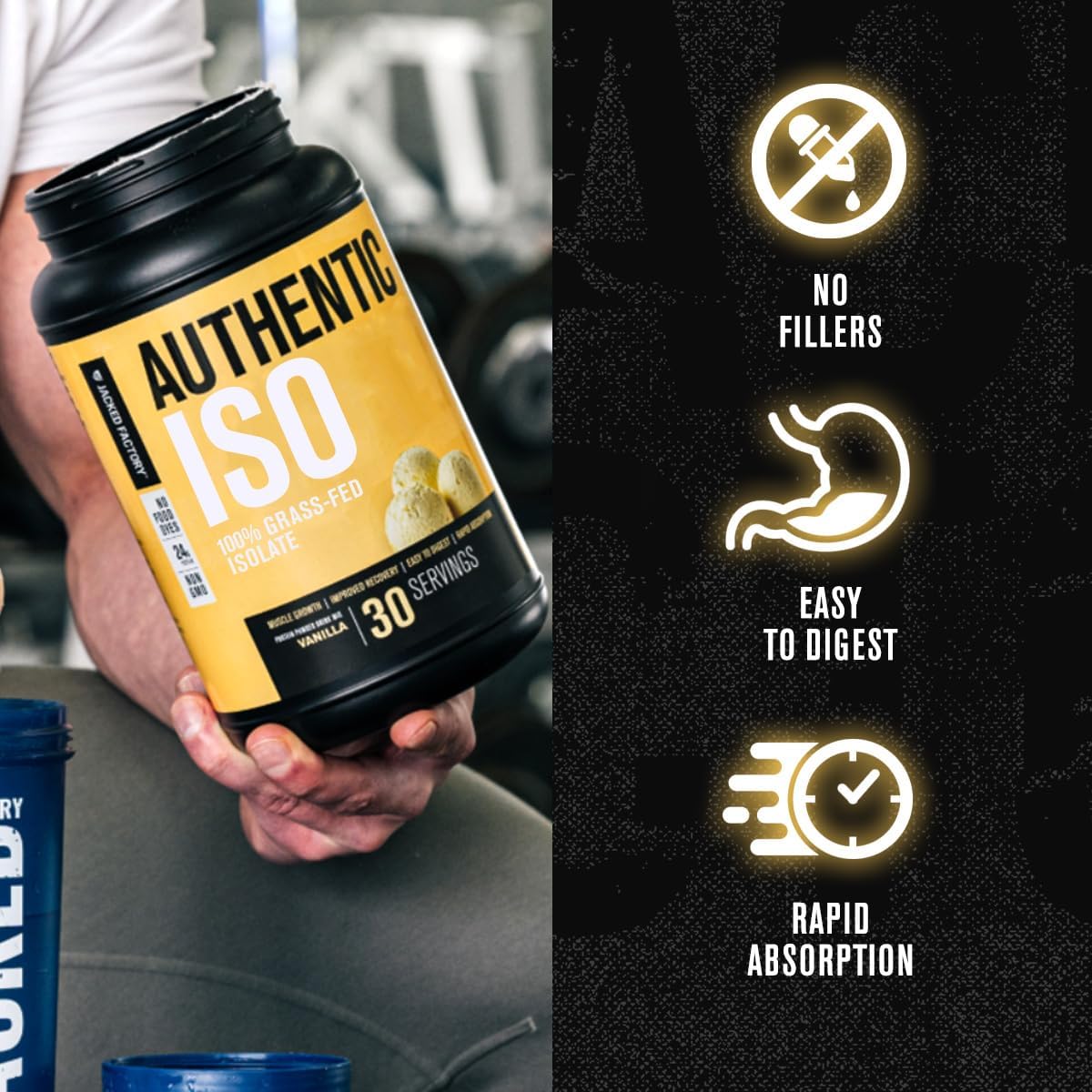 Jacked Factory Grass-Fed Whey Protein Isolate Powder - Low Carb, Non-GMO Muscle Building Protein (Chocolate & Vanilla, 30sv)