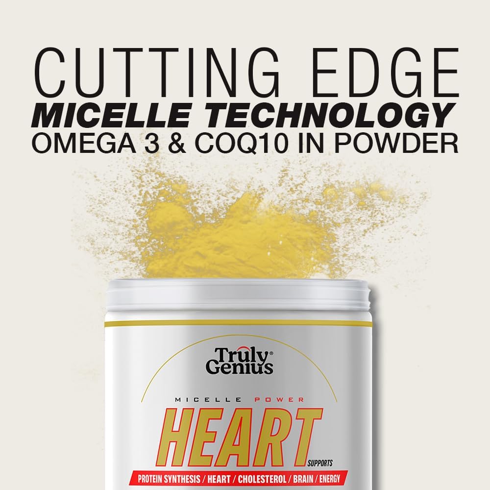 James Rodriguez Genius Heart Omega 3 Powder - Fish Oil Supplement with CoQ10, MCT Oil, DHA - Supports Heart and Muscle Health - 30 Servings