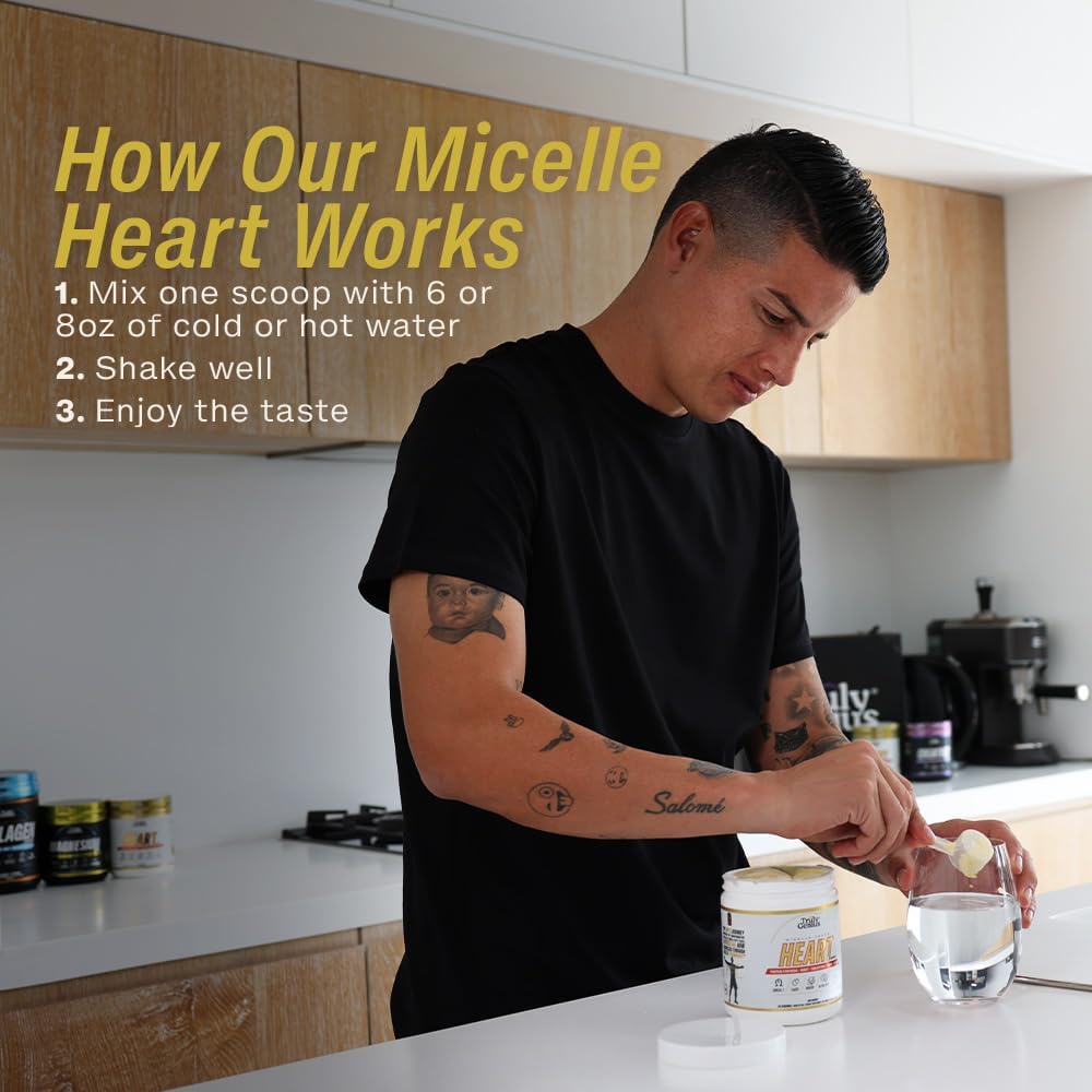 James Rodriguez Genius Heart Omega 3 Powder - Fish Oil Supplement with CoQ10, MCT Oil, DHA - Supports Heart and Muscle Health - 30 Servings