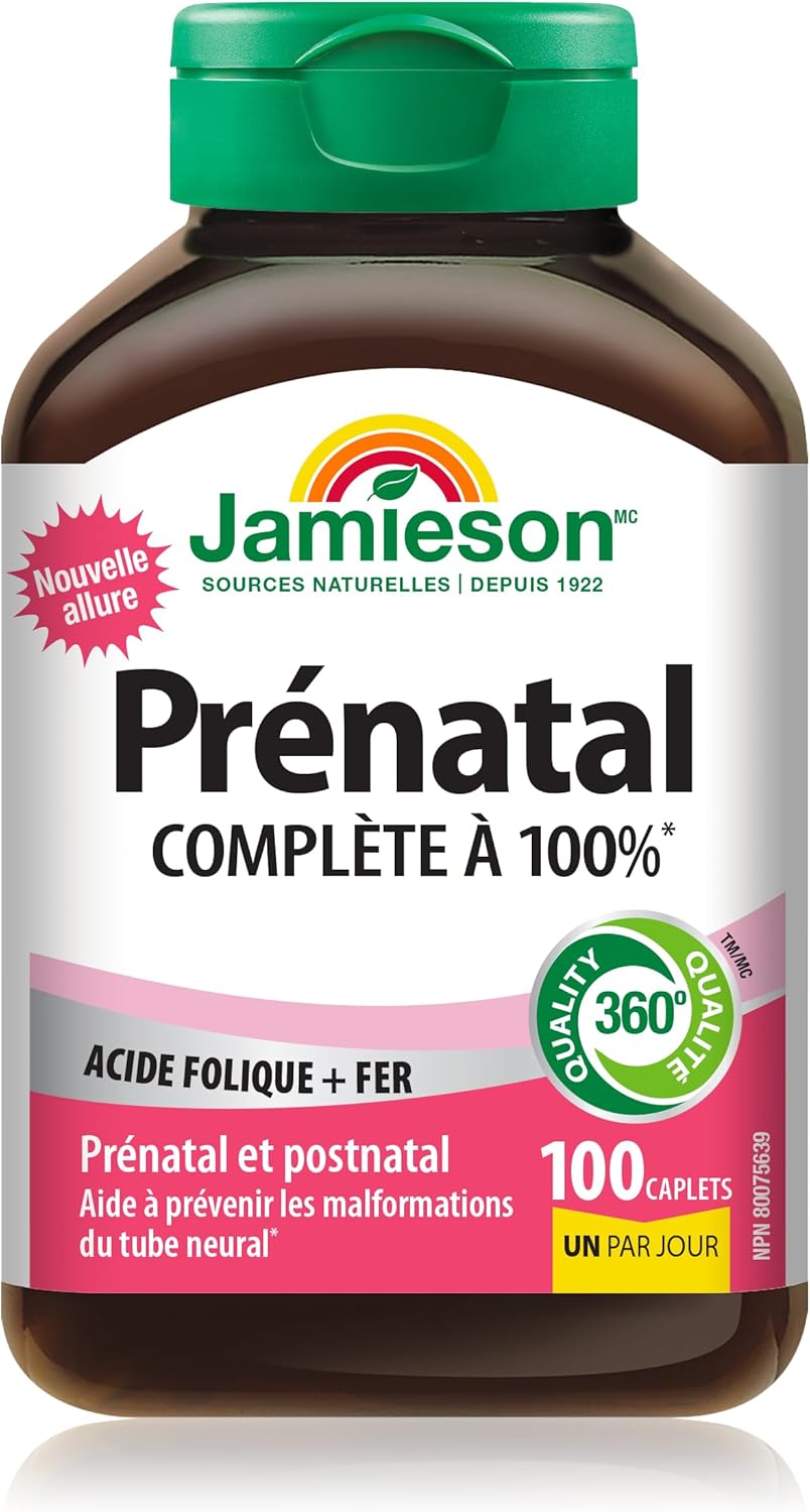Jamieson 100 Caplets Prenatal Multivitamin Supplement for Expectant Mothers
