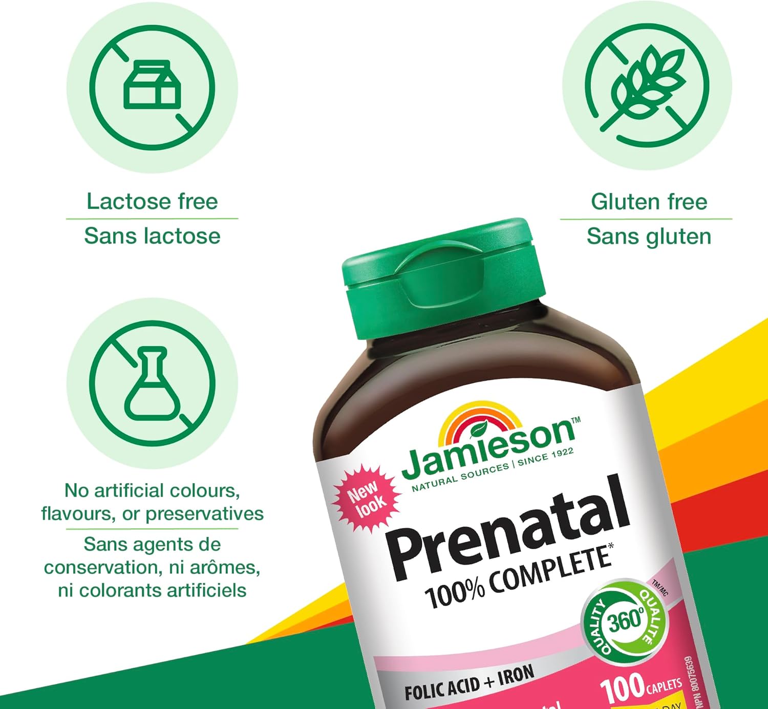 Jamieson 100 Caplets Prenatal Multivitamin Supplement for Expectant Mothers