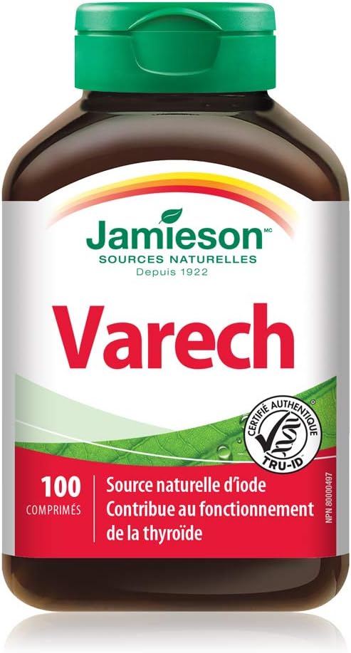 Jamieson Kelp Tablets - 650mg, 100 Count - Natural Source of Iodine for Thyroid Support