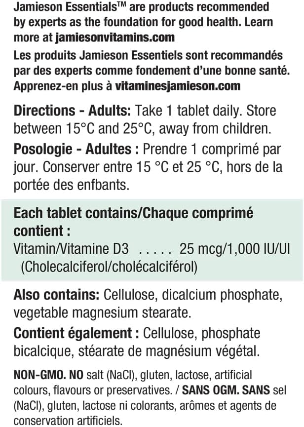 Jamieson Laboratories Vitamin D3 1,000 IU Bonus - 240 Tablets