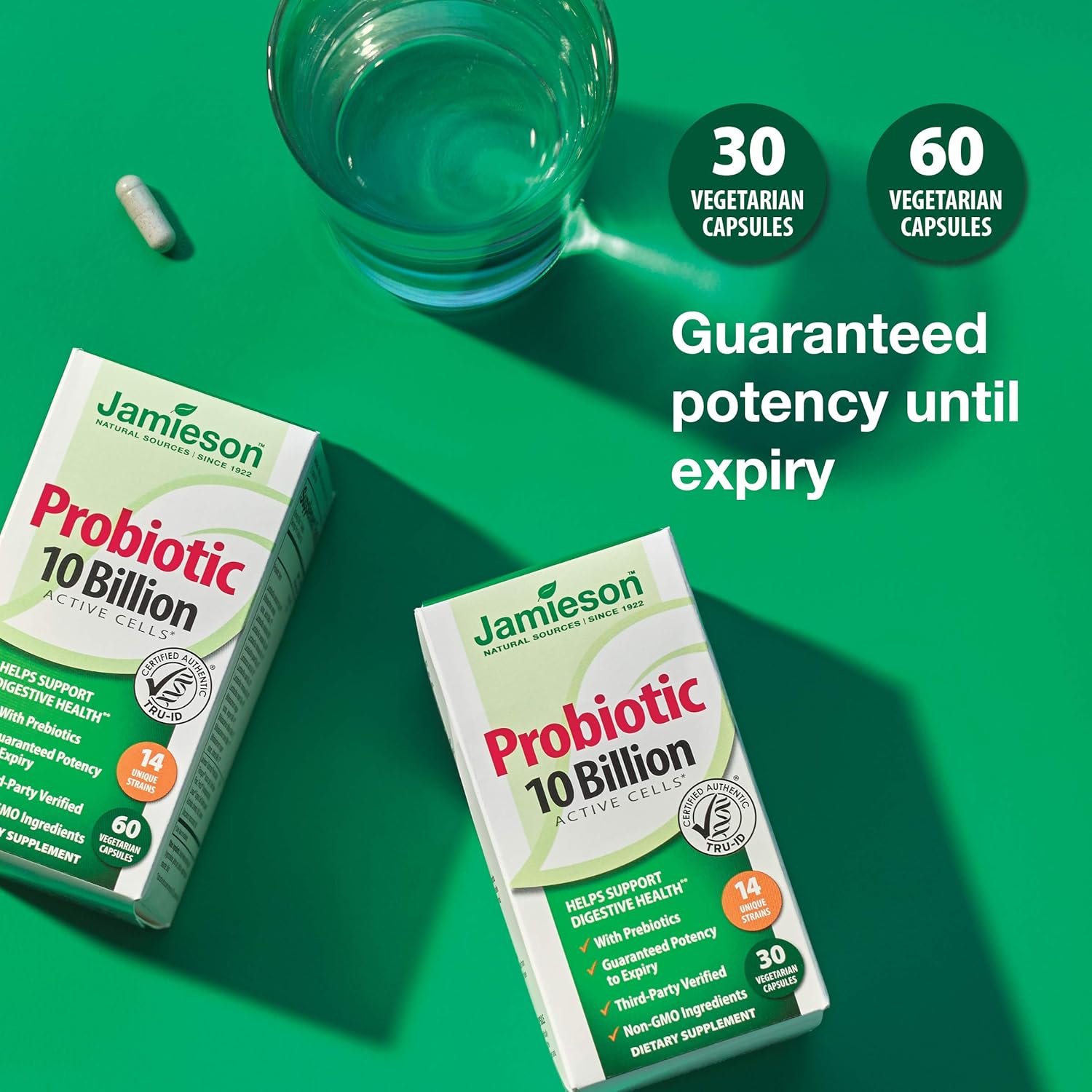 Jamieson Probiotics 10 Billion - Daily Digestive Health Supplement for Men and Women - Supports Gut Health and Immune System (60 Capsules)