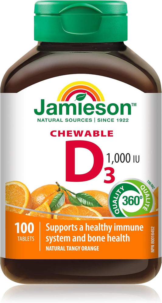 Jamieson Tangy Orange Vitamin D 1000IU Chewable Tablets - 100 Count